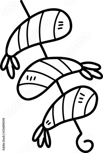 Hand Drawn barbecue Shrimp Skewers illustration