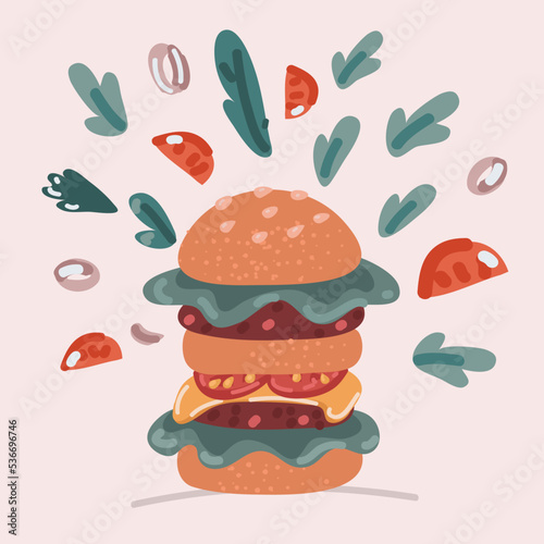 Vector illustration of Big double burger