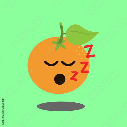 Art illustration sign logo vector symbol icon kawaii mascot doodle emoji fruits of orange sleep