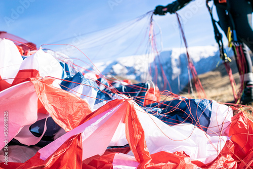A paraglider on the ground