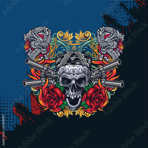 Scary Skulls Vector Mascot Design  skull with bone e sport logo mascot  Joker Skull  NFT Elements