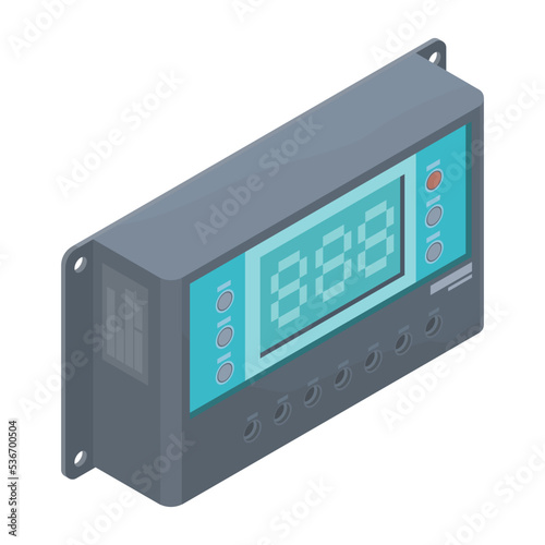 solar cell controller component element leaning isometric vector