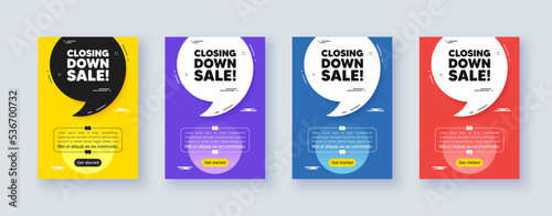 Poster frame with quote, comma. Closing down sale. Special offer price sign. Advertising discounts symbol. Quotation offer bubble. Closing down sale message. Vector