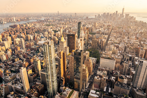 Fototapeta Naklejka Na Ścianę i Meble -  Beautiful view of the streets of the big city from aerial 