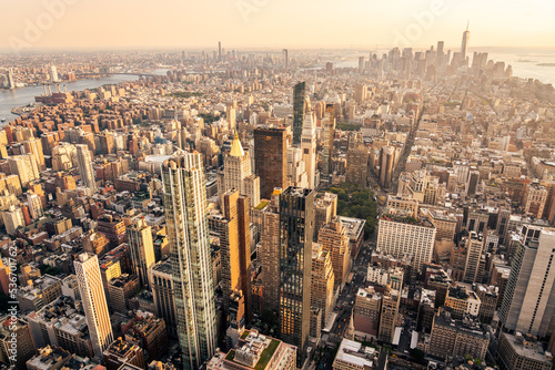 Beautiful view of the streets of the big city from aerial 