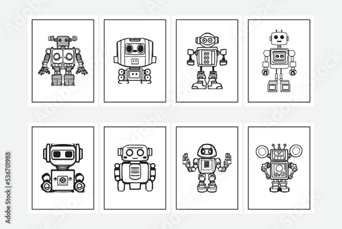 Cute robot coloring pages