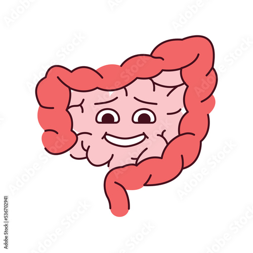 Human organ stomach color line icon. Mascot of emotions.