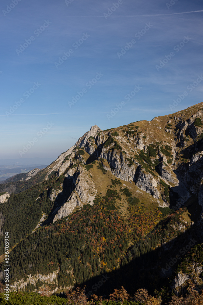Fototapeta premium Autumn Mountain Peaks in the Tatra Mountains, Poland, Path Toward Czerwone Wierchy