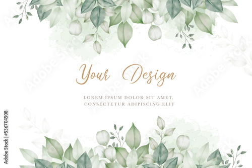 Beautiful Green Leaves Watercolor Background