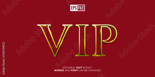 Editable text VIP gold style editable text effect