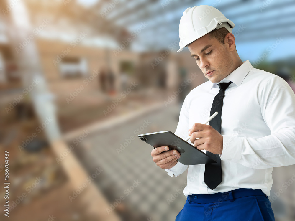 Architect construction engineer plan on hard project at work. Architect construction engineer plan on hard project at work.