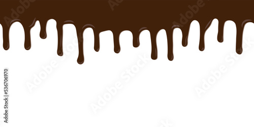 Seamless pattern of dripping of melted chocolate, background. Vector illustration
