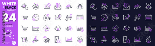 Operational excellence, Loan and Growth chart line icons for website, printing. Collection of Currency exchange, Line graph, Graph chart icons. Private payment, Loan percent. Vector