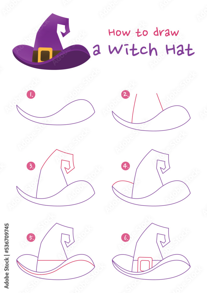 How to draw halloween witch hat vector illustration. Draw witch hat