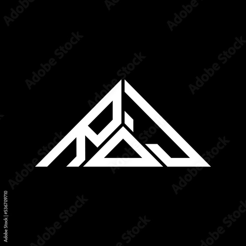 ROJ letter logo creative design with vector graphic, ROJ simple and modern logo in triangle shape.