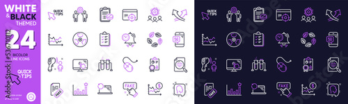 5g phone, Computer mouse and Quick tips line icons for website, printing. Collection of Dollar rate, Fake information, Time management icons. Coronavirus, Touch screen. Bicolor outline icon. Vector