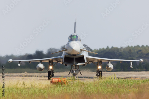 Luftwaffe Eurofighter Typhoon jet fighters on the run.