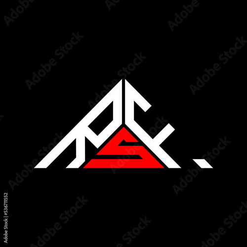 RSF letter logo creative design with vector graphic, RSF simple and modern logo in triangle shape. photo