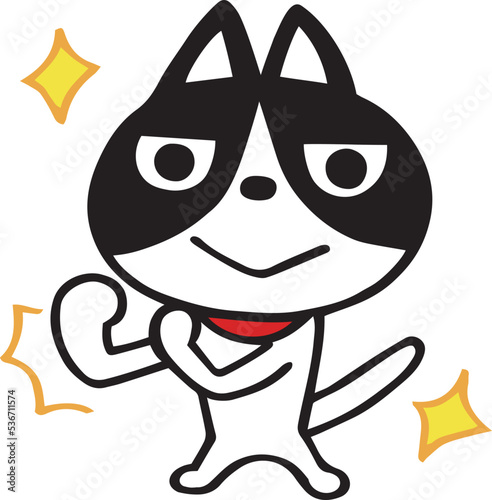 手描きのハチワレ猫　おまかせポーズ