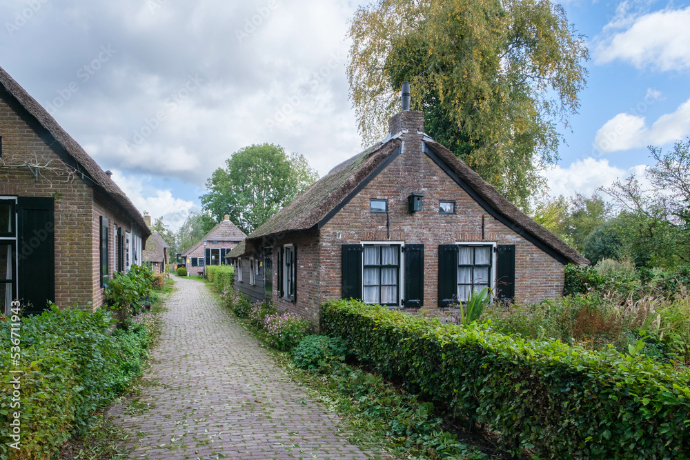 Historical farmhouse in the Weerribben-Wieden National Park, Overijssel Province, The Netherlands