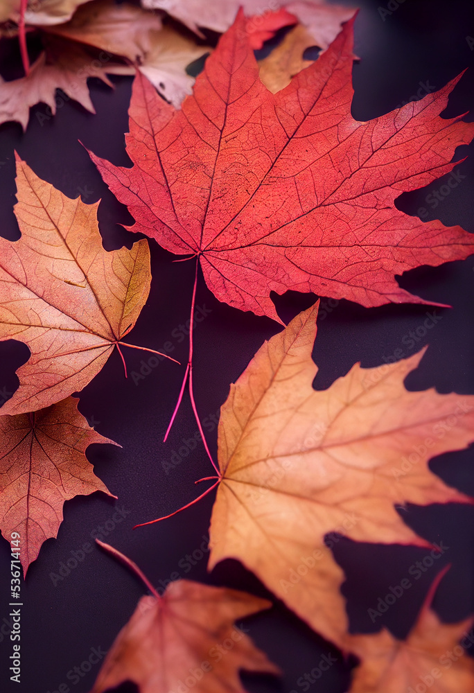 Fototapeta premium maple leaf symbolic of autumn 3d illustration