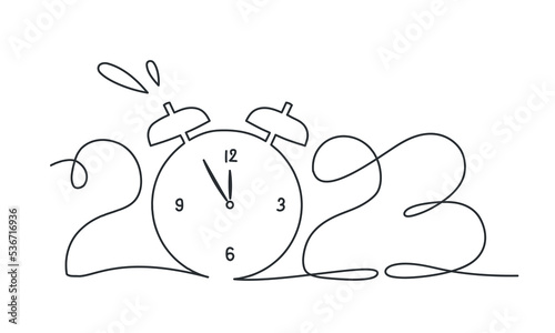 2023 New Year with alarm clock.