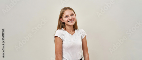 Partial of smiling teenage girl with braces