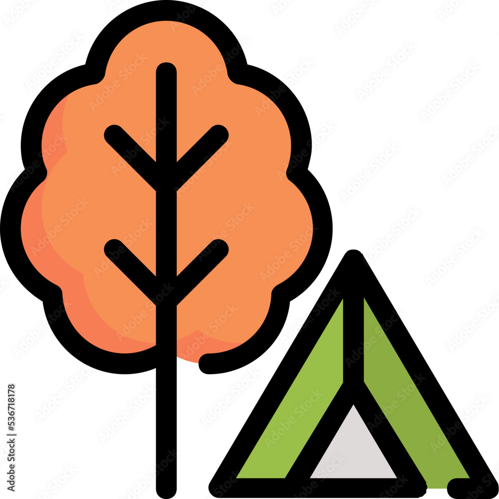 autumn tent tree icon