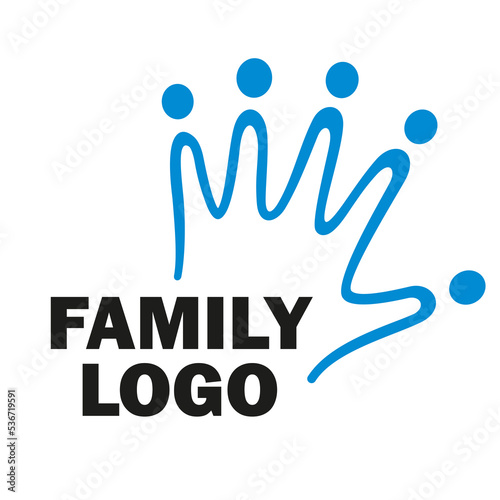 Family logo. Fingers are people. Allegory of family unity
