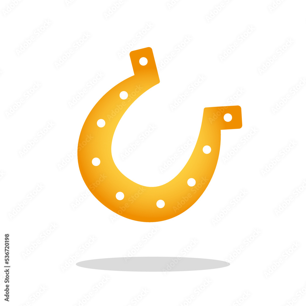 Gold horseshoe lucky St. Patricks day symbols. Good luck fortune sign isolated on white background. Vector Illustration Gold horseshoe lucky St. Patricks day symbols. Good luck fortune sign isolated on white background. Vector Illustration
