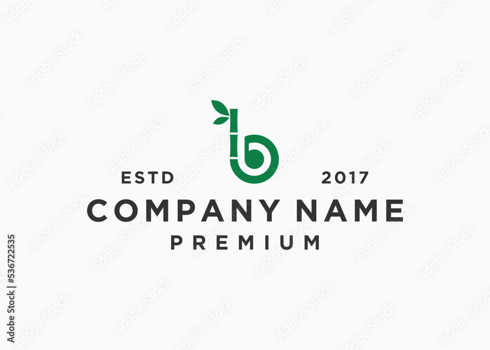 initial letter b with bamboo logo design vector illustration template ...