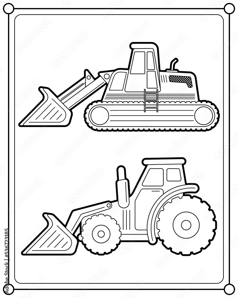 Loader Colouring Wheel loader and Track Loader suitable for children's coloring page ...