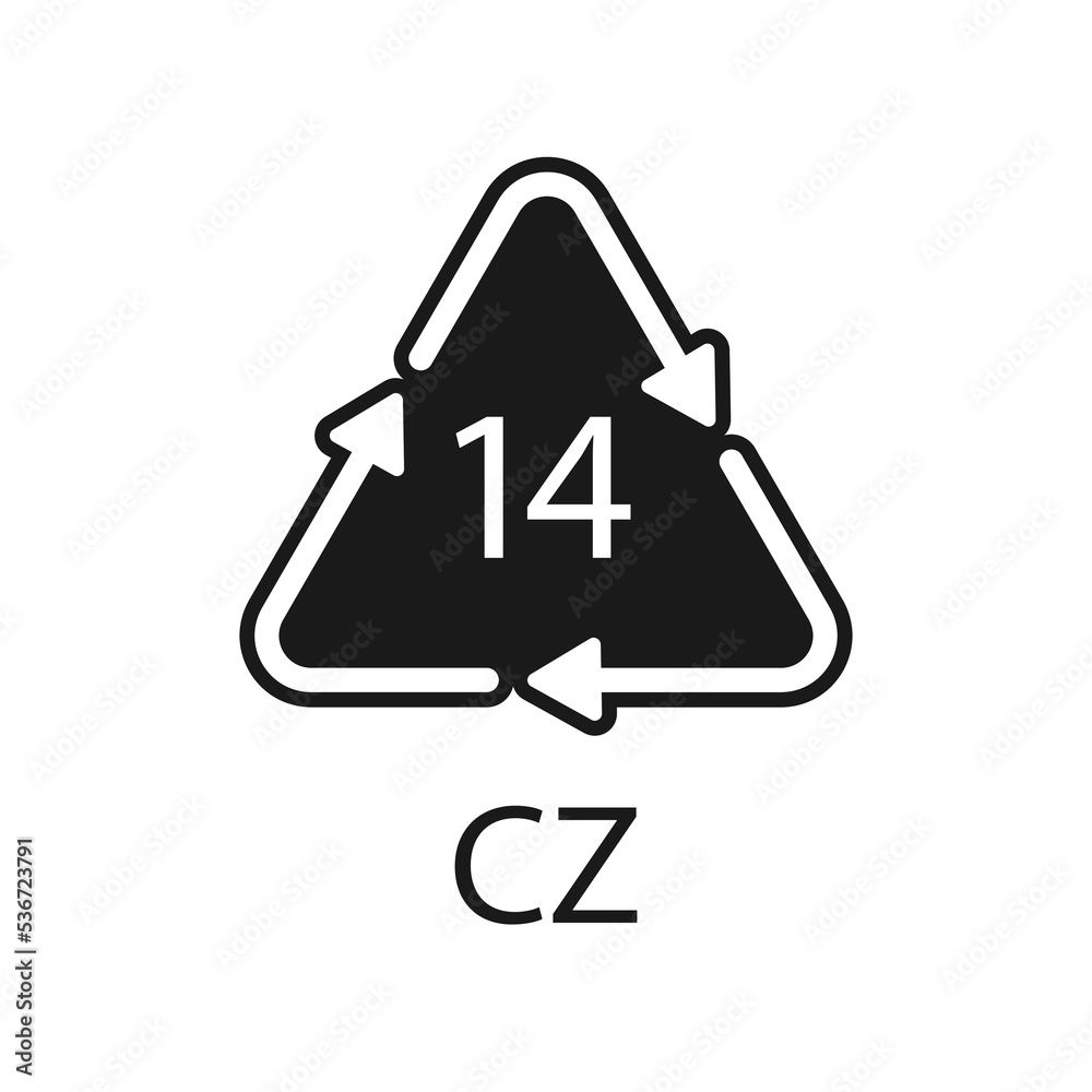 Battery recycling symbol 14 CZ . Vector illustration Battery recycling symbol 14 CZ . Vector illustration
