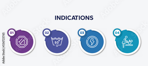 infographic element template with indications outline icons such as walking downstairs, null, shock, babysitter and child vector.