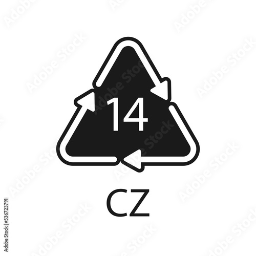 Battery recycling symbol 14 CZ . Vector illustration
