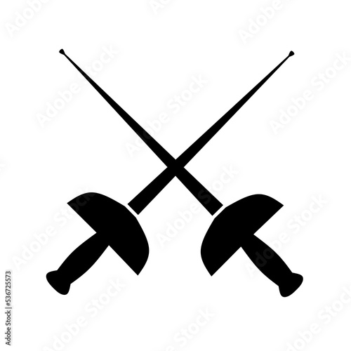 crossed fencing sword icon simple design
