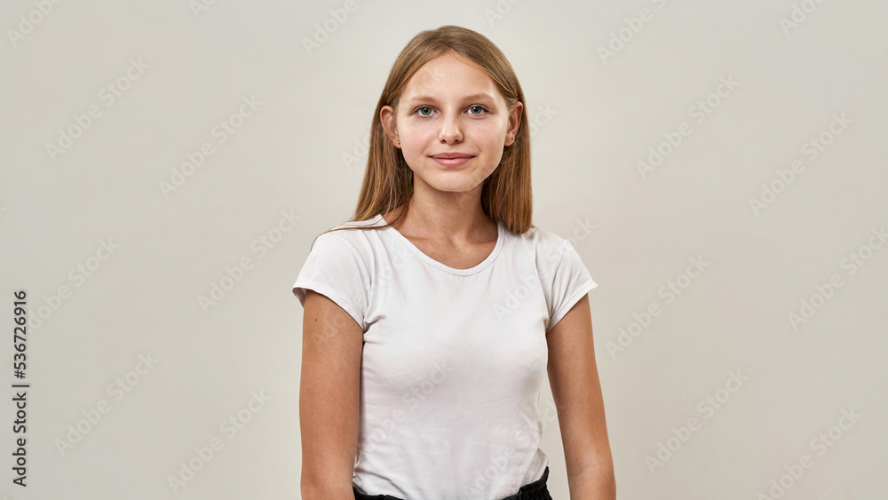Portrait of caucasian teenage girl look at camera Portrait of caucasian teenage girl look at camera