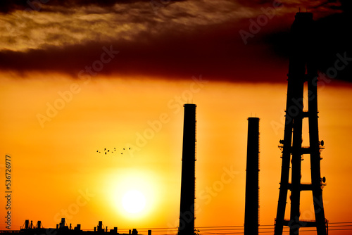 oil refinery at sunset © 裕治 宿利