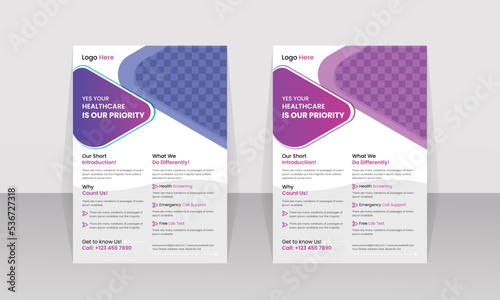 Modern layout a4 flyer health care template for a report and medical brochure vector design for annual report, Magazine, Poster. Easy to use and edit.
