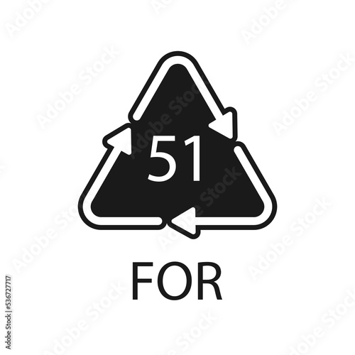 Bio material recycling code 51 FOR. Vector Illustration