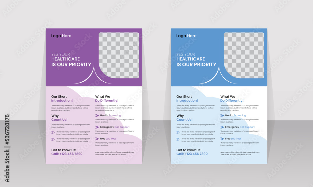Corporate healthcare and medical a4 flyer design template for print ready