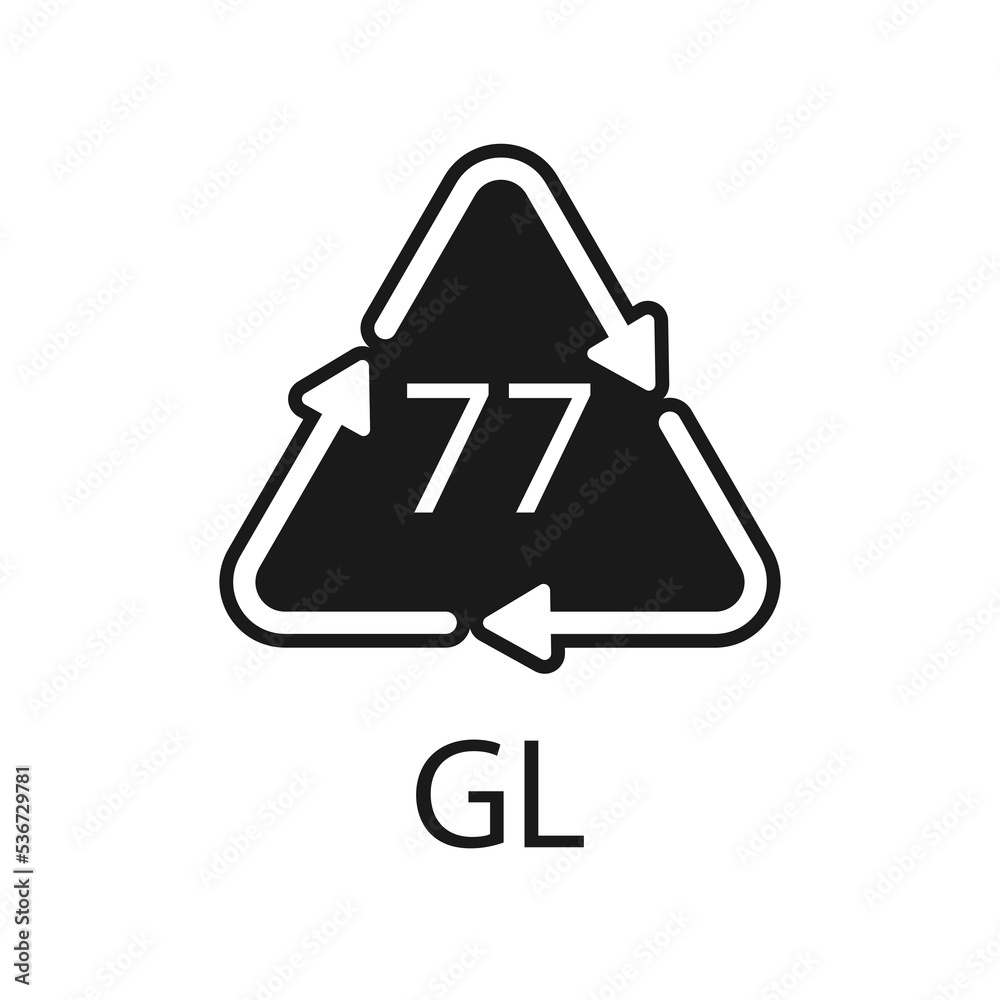 Copper Coated Glass. Glass recycling code 77 GL. Vector illustration Copper Coated Glass. Glass recycling code 77 GL. Vector illustration