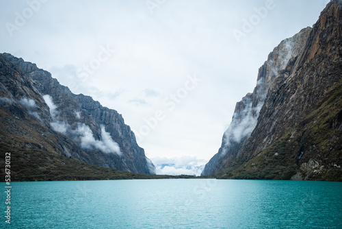 amazing view of 69 lagoon in peruvian andes, huascaran