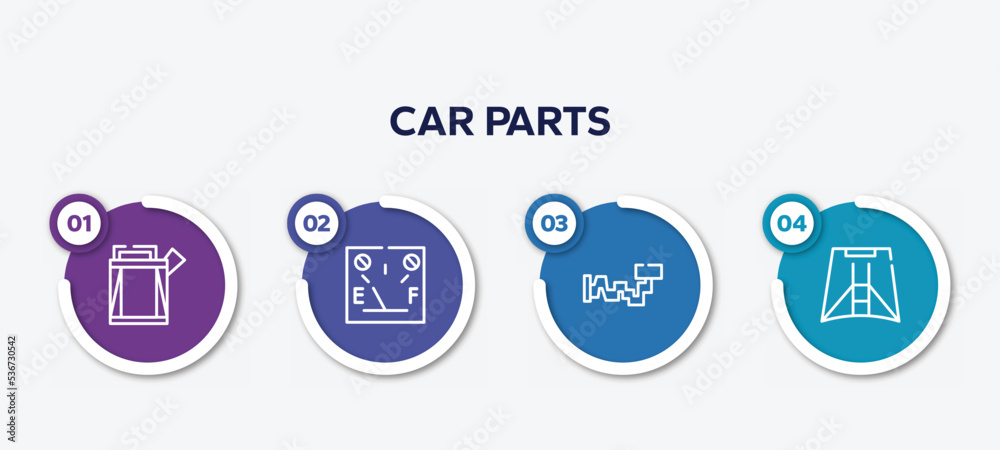 infographic element template with car parts outline icons such as car petrol tank, car petrol gauge, crankshaft, hood vector. infographic element template with car parts outline icons such as car petrol tank, car petrol gauge, crankshaft, hood vector.