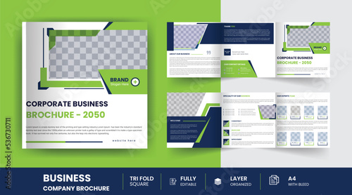 Corporate company profile square tri fold healthcare Business brochure design minimal and modern  photo