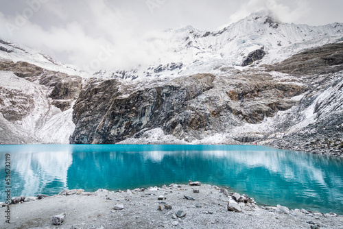 amazing view of 69 lagoon in peruvian andes  huascaran