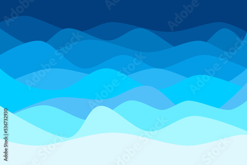 Blue navy line water wave abstract background in flat vector illustration design style.