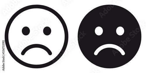 ofvs180 OutlineFilledVectorSign ofvs - smiley emoji sad icon . frowneys - face emoticon . isolated transparent . black outline and filled version . AI 10 / EPS 10 . g11519