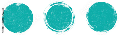 Turquoise grunge circle stamp set. Round stamp vector isolated on white background. Stamp vector. For grunge badge, seal, ink and stamp design template. Round grunge hand drawn circle shape, vector