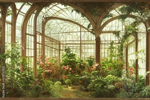 Victorian style sunny botanical garden design photo